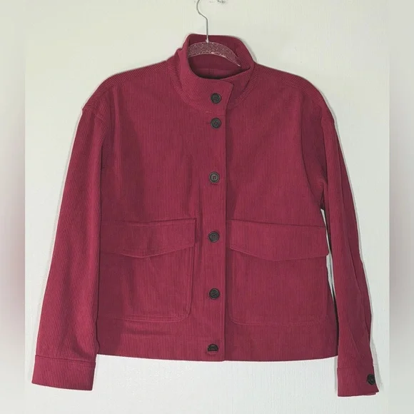 Avec Les Filles Red Burgundy Relaxed Oversized Corduroy Jacket Womens Size S - Picture 2 of 5